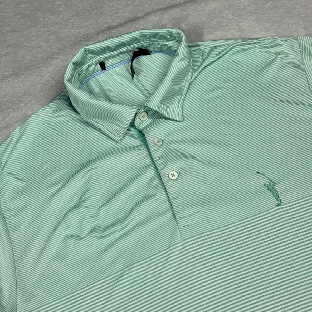 RLX Ralph Lauren Striped Polo Shirt Mens XL Mint Green Performance Golf Top